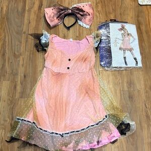 Pink and Black Adult Costume Dress with Headband